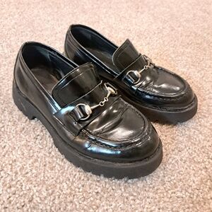 90's Vintage Elle Black Patent Leather Oxfords